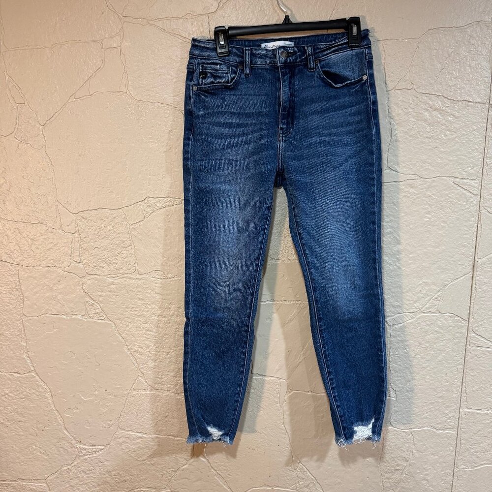 KanCan High Rise Ripped Hem Skinny Jeans - Blue - Women's 28